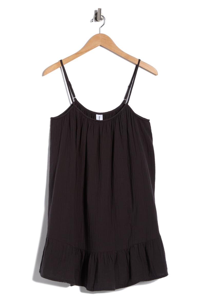 Cotton Gauze Minidress, Alternate, color, BLACK
