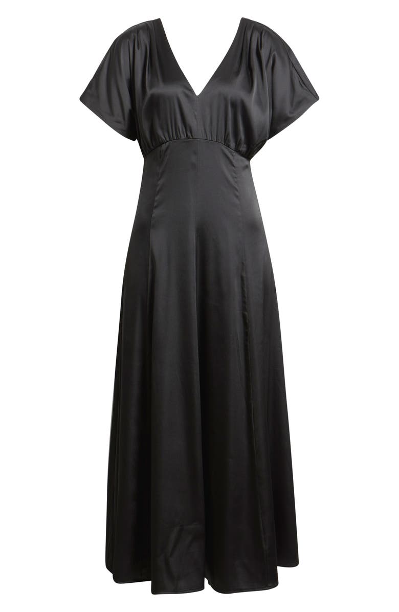 Chelsea28 Seamed Stretch Satin Maxi Dress, Alternate, color, Black