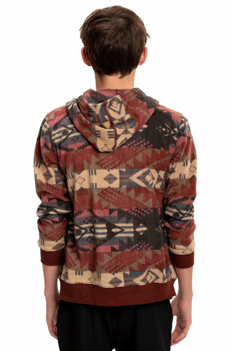 Kids' Print Zip-Up Hooded Fleece Jacket, Alternate, color, ROYAL BURGUNDY