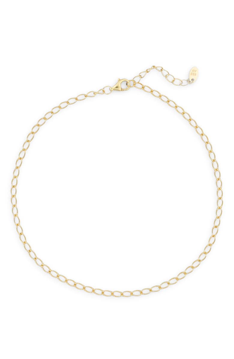 ARGENTO VIVO 18K Gold Plated Sterling Silver Chain Anklet, Alternate, color, Gold