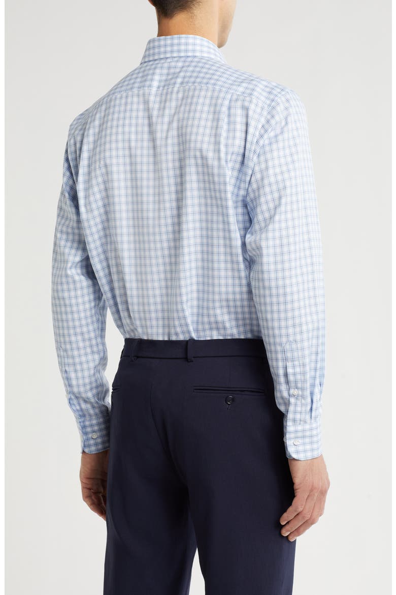 Traditional Fit Premium Non-Iron Plaid Cotton Dress Shirt, Alternate, color, BLUE DOUBLE PANE