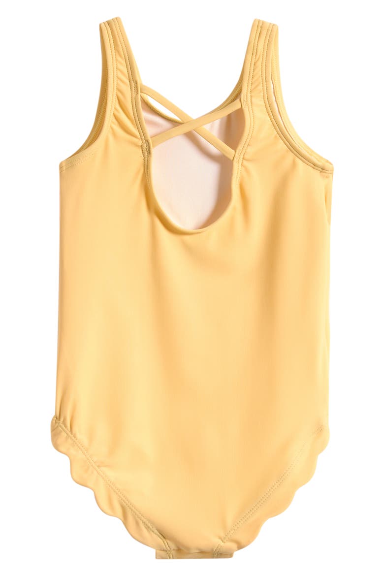 Kids' Scallop One-Piece Swimsuit, Alternate, color, MARGARINE SUN