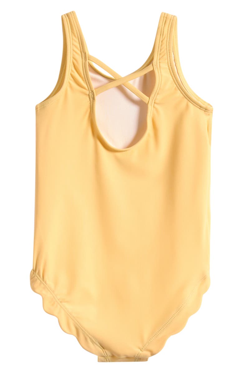 OTTER AVENUE Kids' Scallop One-Piece Swimsuit, Alternate, color, Margarine Sun
