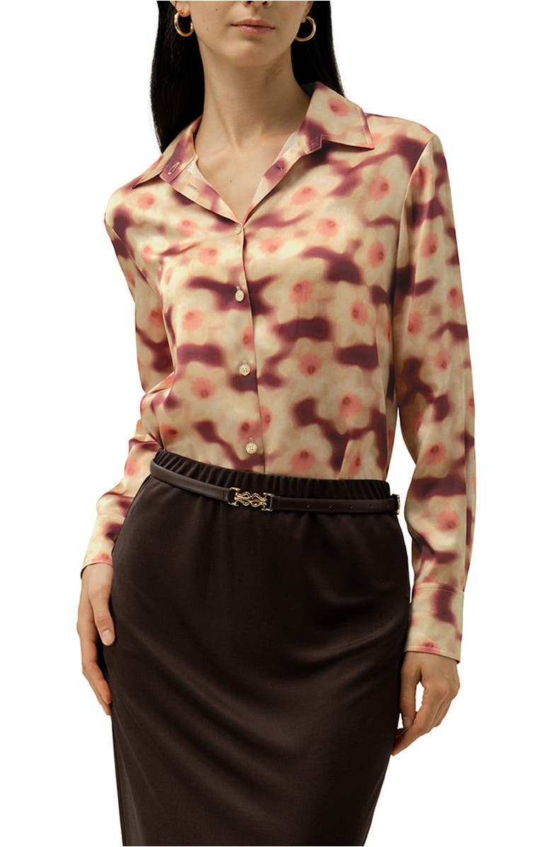 Lilysilk Daffodil Print Silk Blouse, Main, color, Daffodil Dream