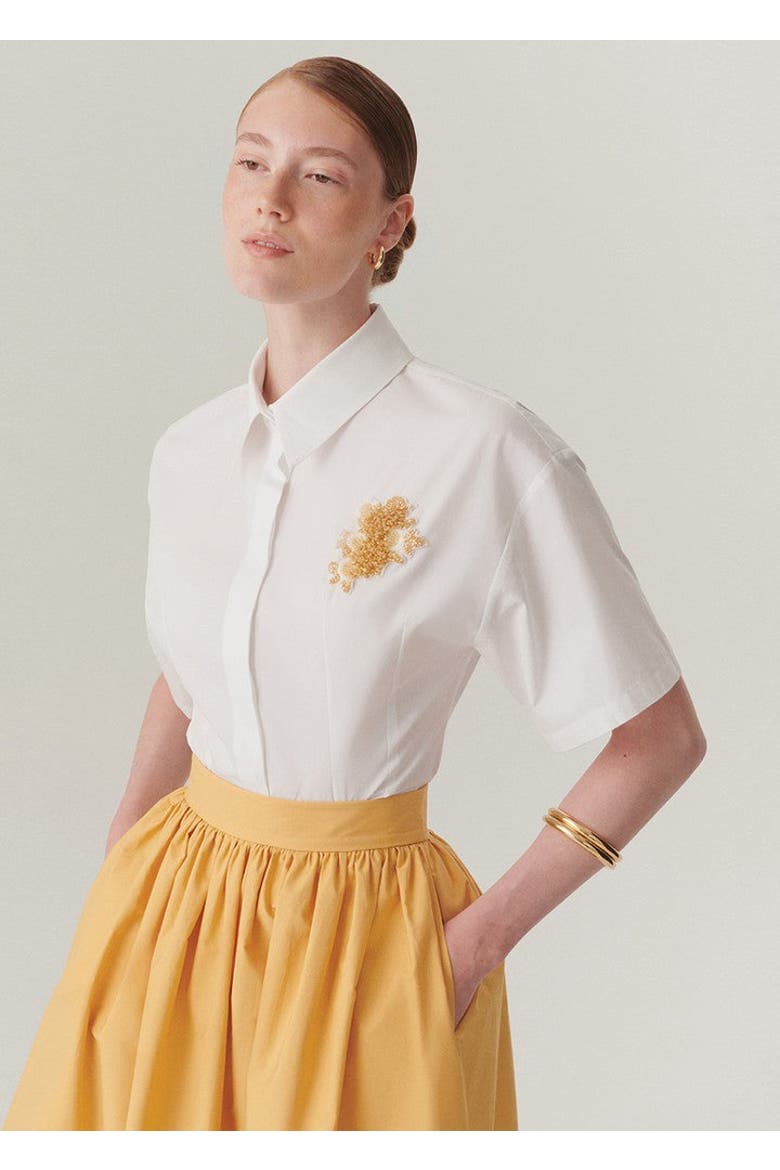 Mary Cotton Poplin Shirt, Alternate, color, WHITE