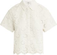 Joe's Sheer Crop Cotton Broderie Anglaise Button-Up Shirt