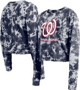 New Era Women's New Era Navy Washington Nationals Tie-Dye Cropped Long Sleeve T-Shirt