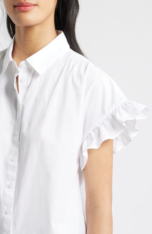 CASLONR CASLON(R) RUFFLE SHORT SLEEVE BUTTON-UP SHIRT