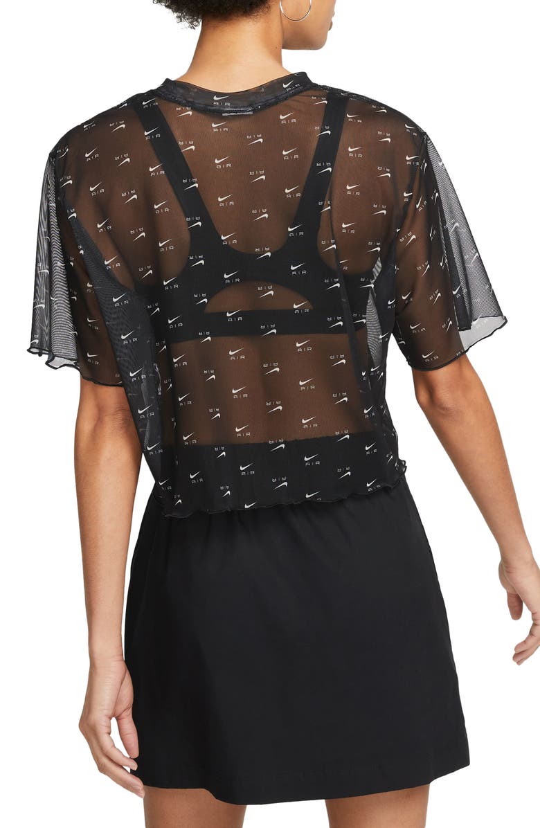 Nike Air Print Mesh Crop Top, Alternate, color, Black
