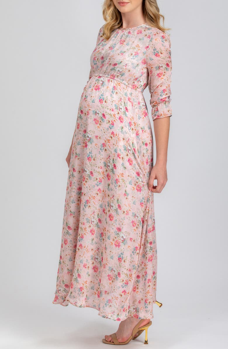 PIETRO BRUNELLI MATERNITY Floral Chiffon Maternity Maxi Dress, Alternate, color, Pink