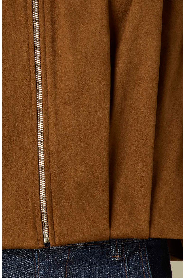 Faux Suede Bomber Jacket, Alternate, color, TOBACCO