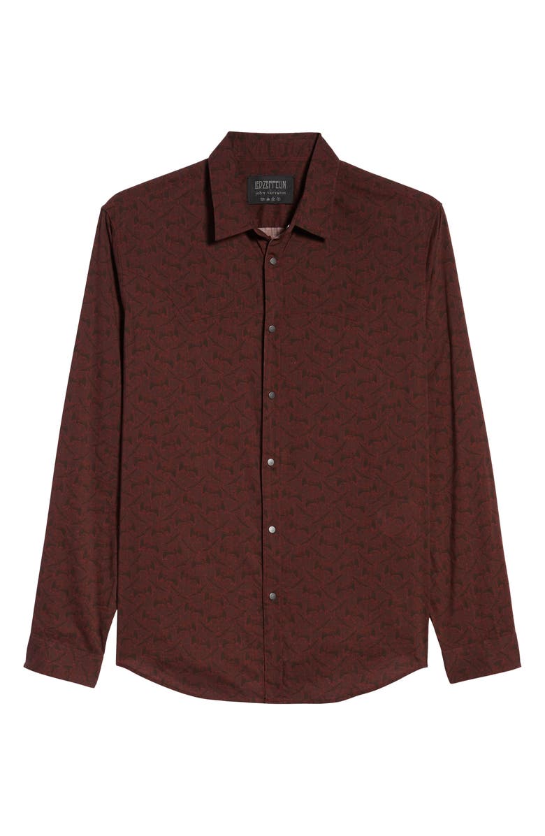 John Varvatos x Led Zeppelin Slim Fit Swan Song Western Snap-Up Shirt, Alternate, color, 