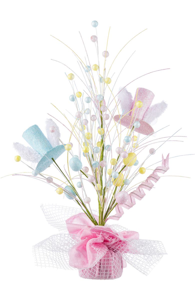 Glitzhome 21"H Easter Glitter Egg & Top Hat Table Tree, Alternate, color, Pink