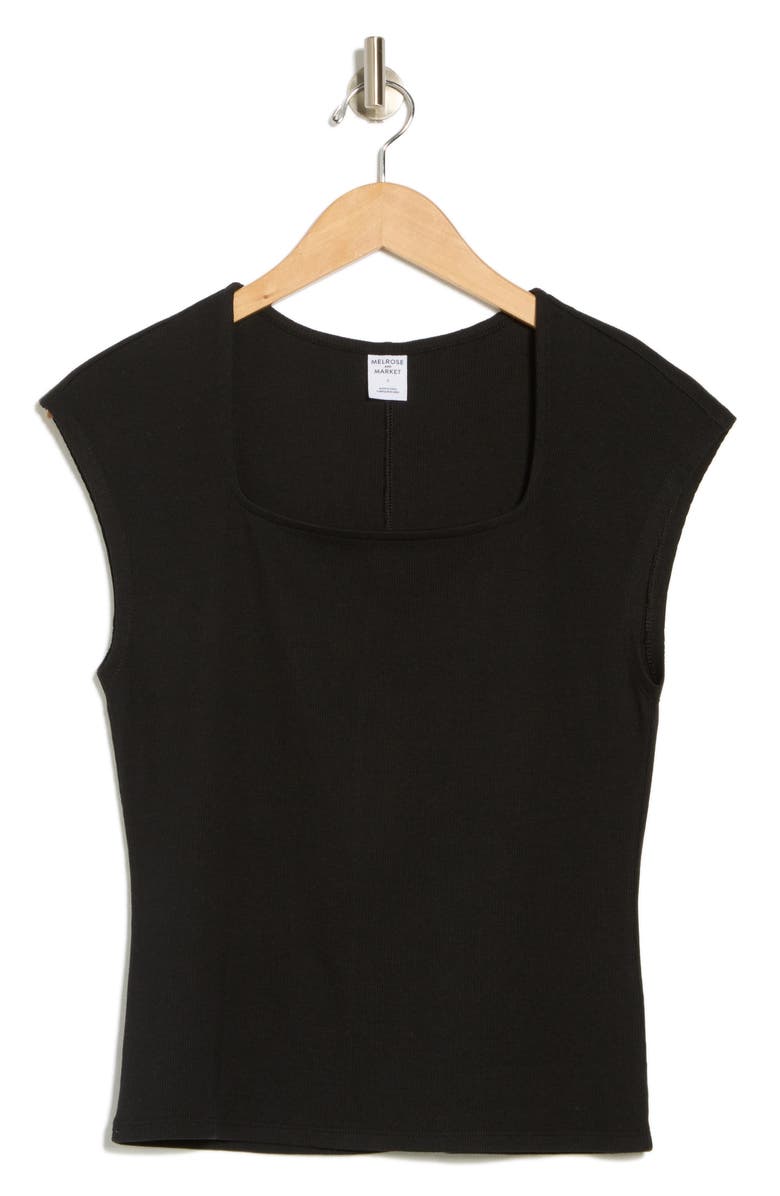 Melrose and Market Square Neck Top, Alternate, color, Black
