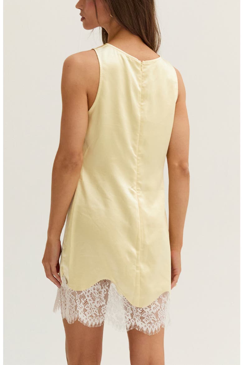 Lace Trim Hem Satin Mini Dress, Alternate, color, Butter