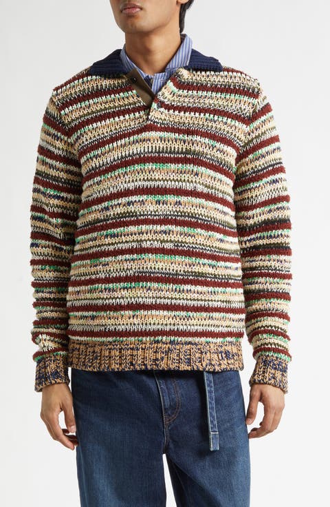 Mix Knit Polo Sweater