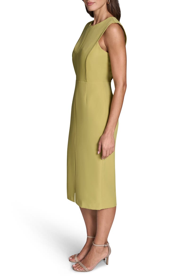 Stretch Crepe Sheath Midi Dress, Alternate, color, SPROUT GREEN
