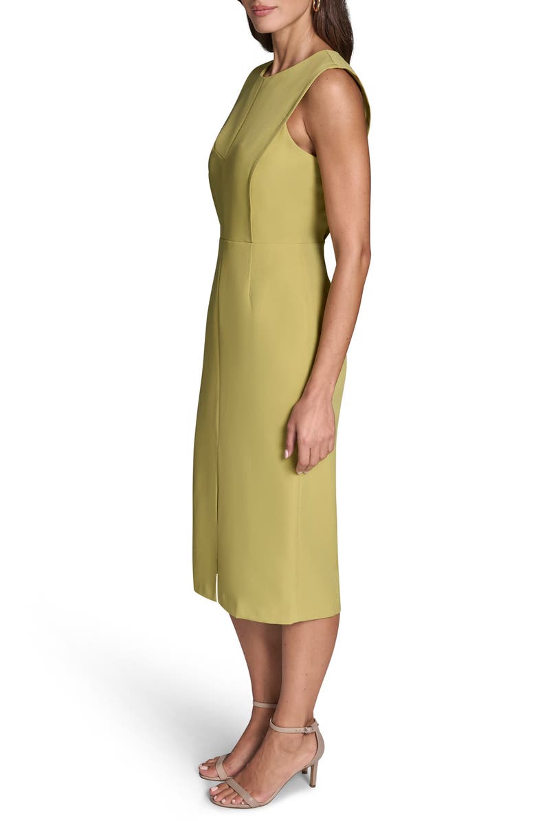 BCBG Stretch Crepe Sheath Midi Dress, Alternate, color, Sprout Green