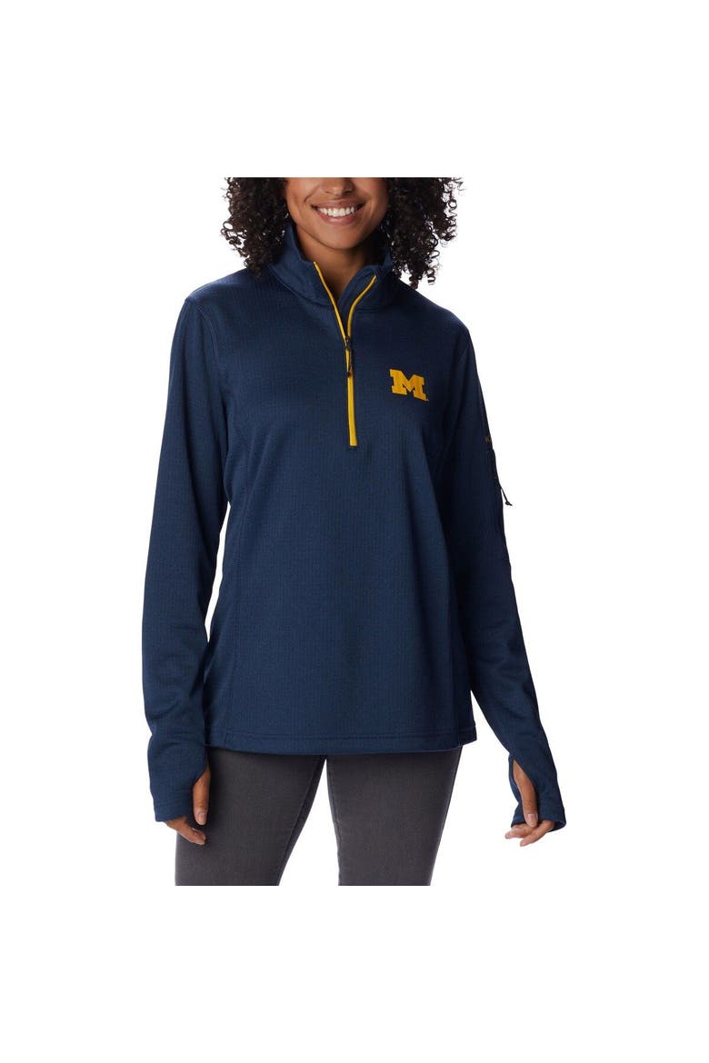 Women's Columbia Navy Michigan Wolverines Park View Omni-Wick Half-Zip Top, Main, color, Navy