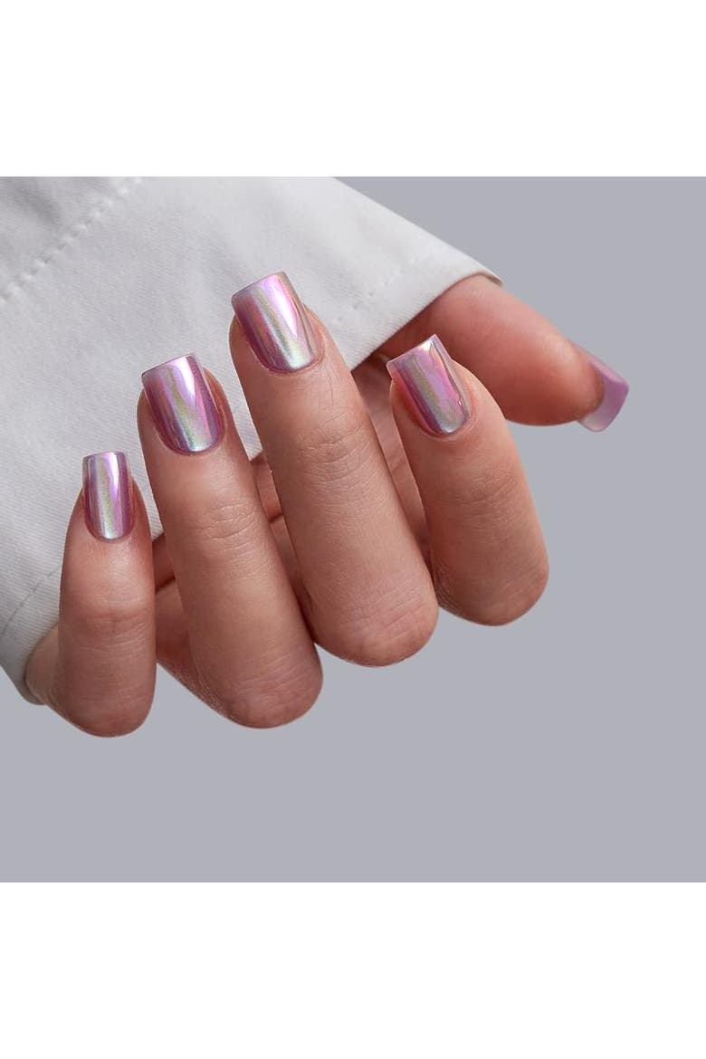 Press-on Nails Set Short Square, Alternate, color, Glass Ocean