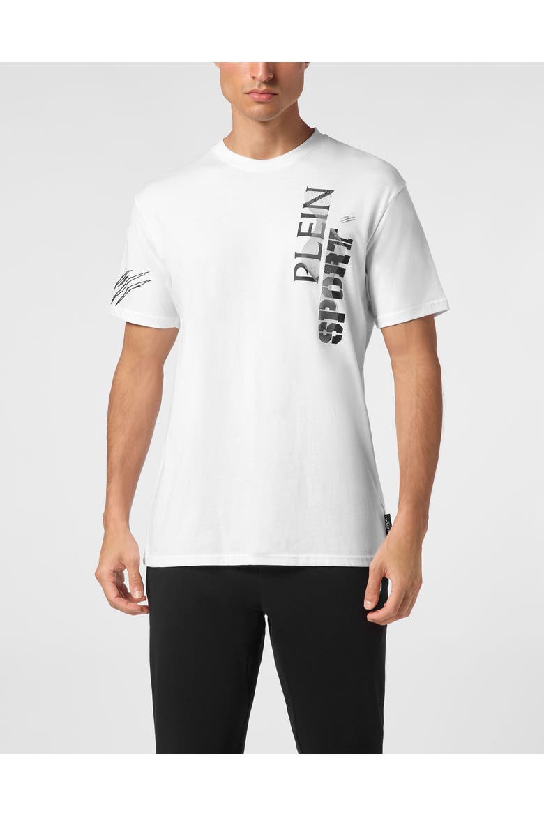 T-Shirt Round Neck Wave Men, Main, color, white