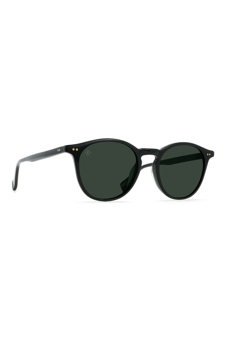 Basq 50mm Polarized Round Sunglasses, Alternate, color, RECYCLED BLACK/ GREEN POLAR