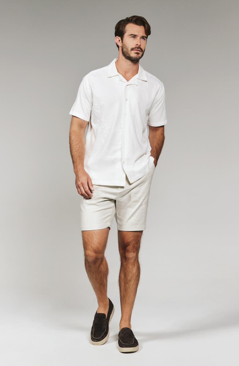 7 Diamonds Marco Floral Embroidered Camp Shirt, Alternate, color, White