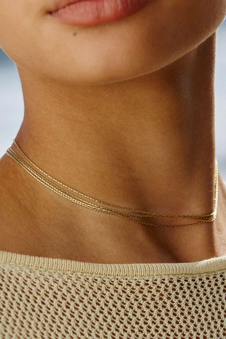 Riviera Layered Choker, Alternate, color, Gold