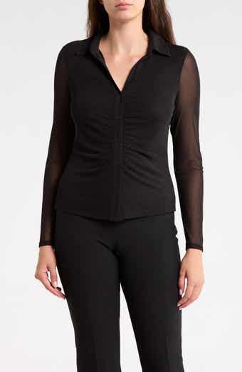 Ruched Front Mesh Top