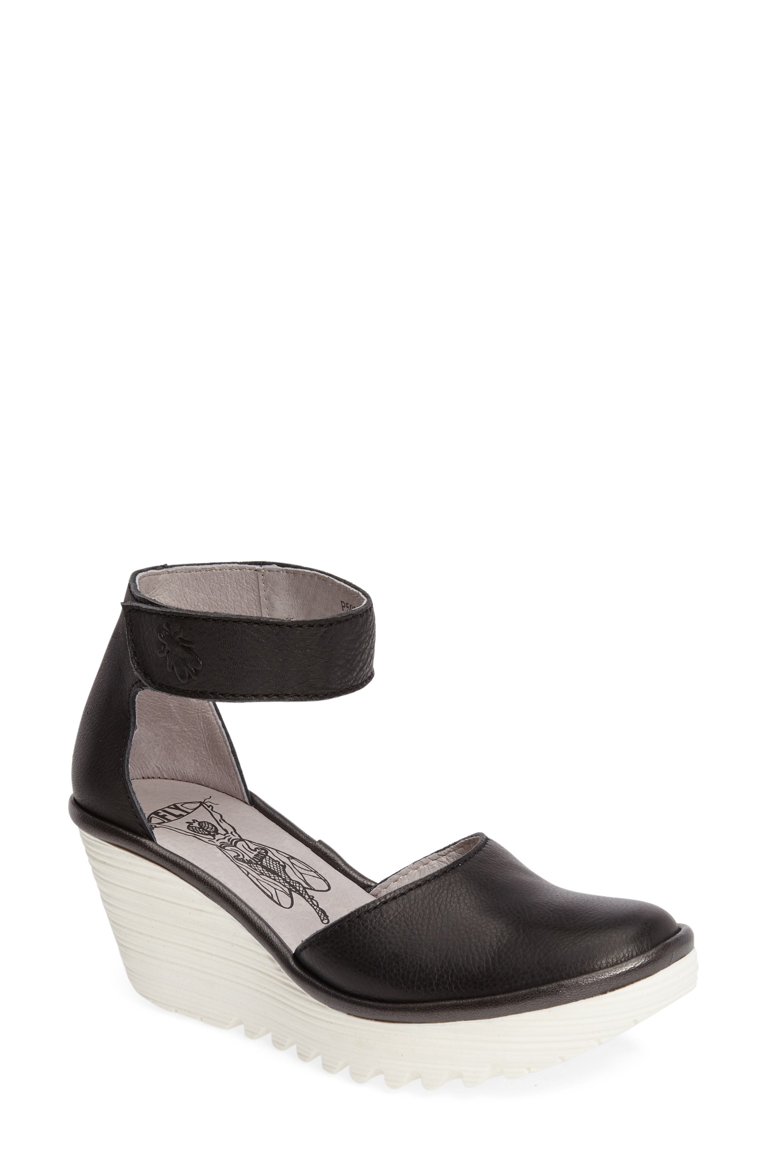 Yand Wedge Pump, Main, color, BLACK LEATHER