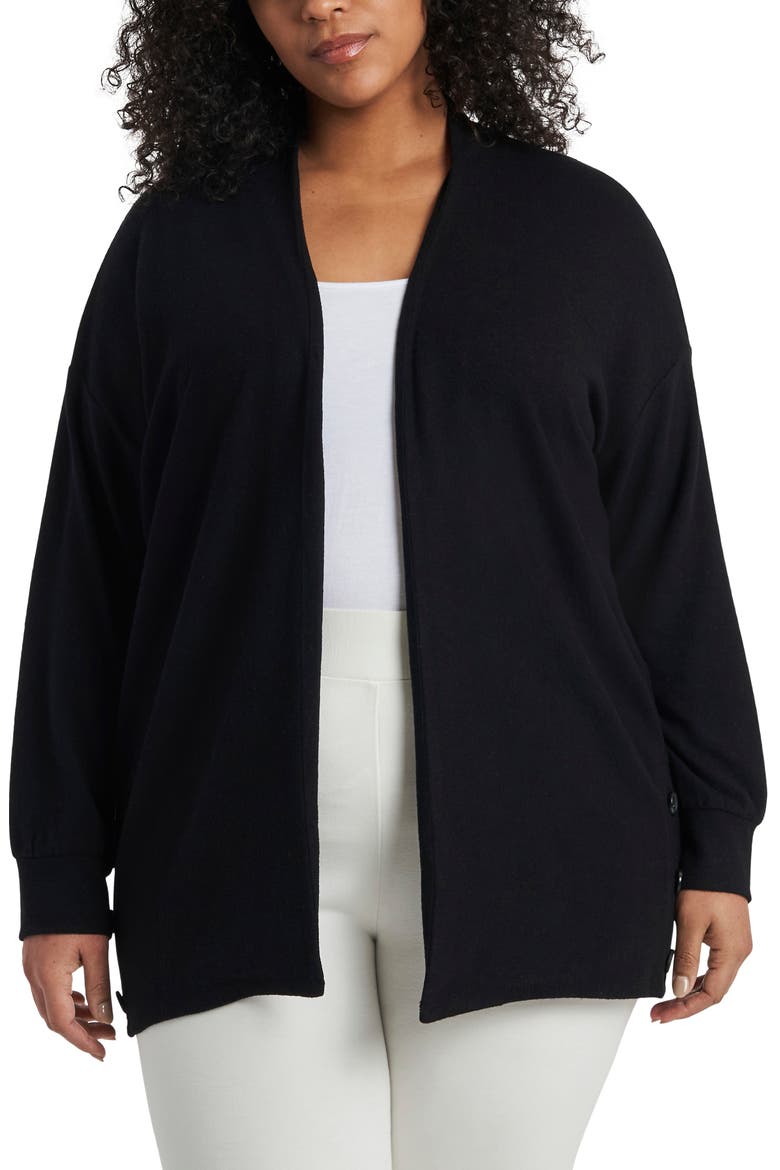 Cozy Open Front Cardigan, Main, color, RICH BLACK