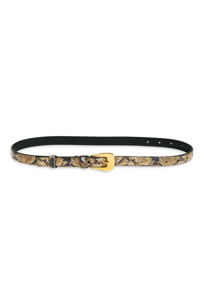 Square Buckle Snakeskin Embossed Leather Belt, Main, color, PHYTON MACCHIA
