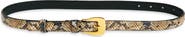 Altuzarra Square Buckle Snakeskin Embossed Leather Belt
