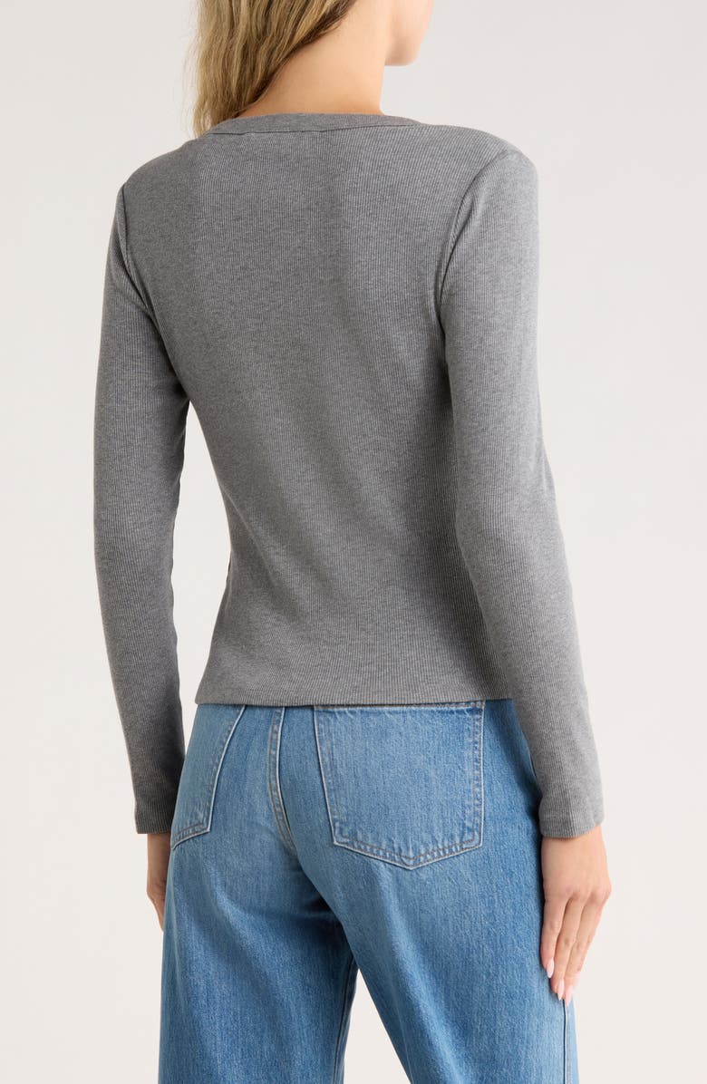 Veronica Beard Pruitt Stretch Cotton Rib Top, Alternate, color, Medium Heather Grey