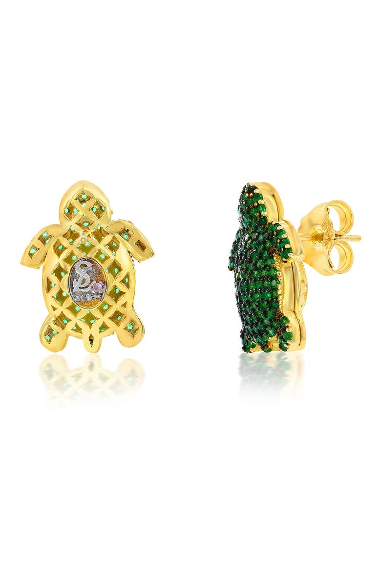 Pavé Turtle Stud Earrings, Alternate, color, GREEN