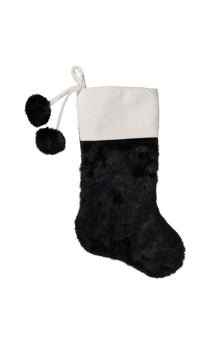 Northlight 20.5-Inch Black and White Christmas Stocking with Corduroy Cuff, Main, color, Black
