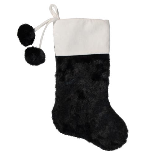 Northlight 20.5-inch Black And White Christmas Stocking With Corduroy Cuff In Black