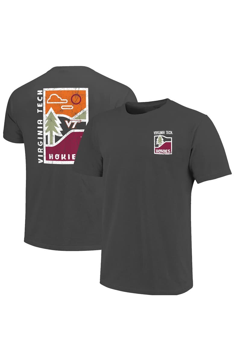 IMAGE ONE Men's  Graphite Virginia Tech Hokies Comfort Colors Minimal Vista Distressed Graphics T-Shirt, Alternate, color, Graphite