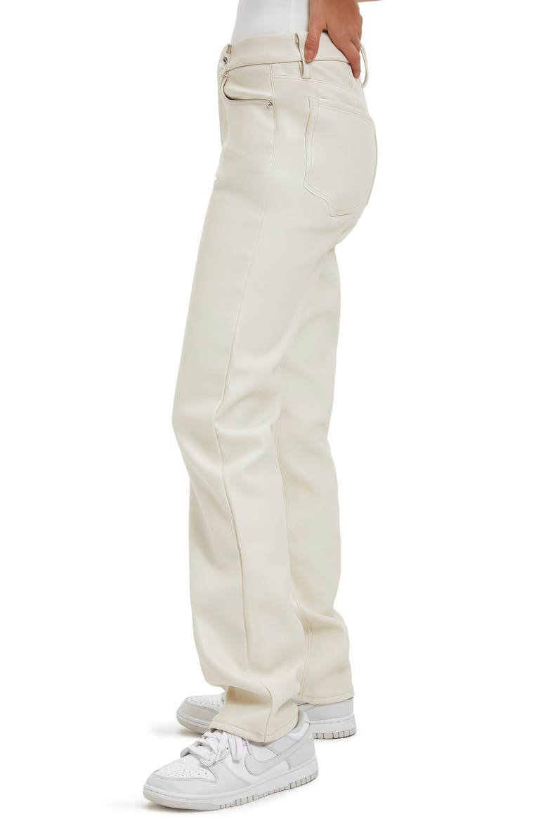Good American Better Than Leather Faux Leather Good Icon Pants, Alternate, color, Bone001
