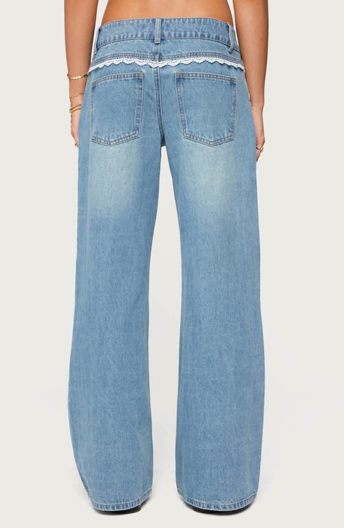 Edikted Alisha Lacey Low Rise Light Rinse Wash Jeans In Blue