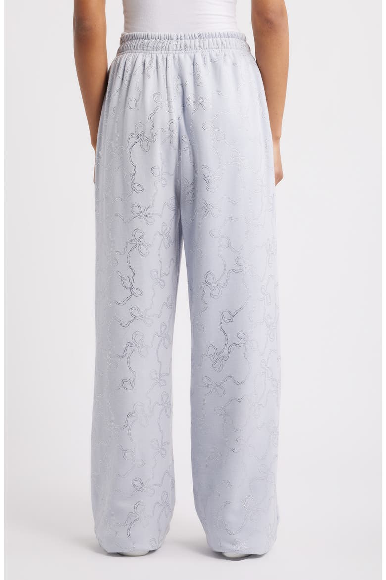 Momo Crystal Bow Wide Leg Sweatpants, Alternate, color, ASPEN BLUE