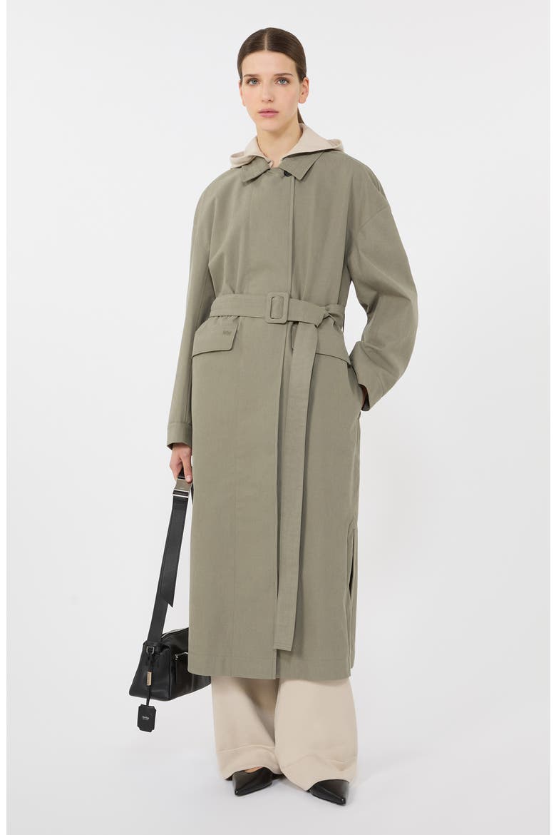 Bambola Cotton Blend Raincoat, Alternate, color, HORN GREY GREEN