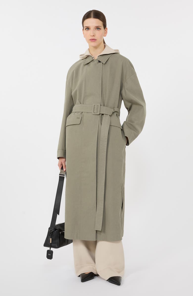 MM by Max Mara Bambola Cotton Blend Raincoat, Alternate, color, Horn Grey Green