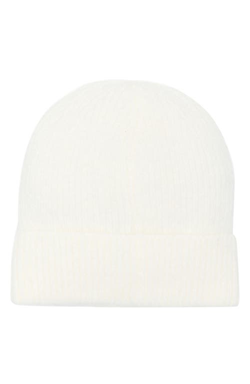 Nanette Lepore Faux Pearl Flower & Bead Knit Cuffed Beanie In White