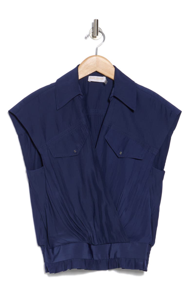Ramy Brook Amaris Flap Pocket Top, Alternate, color, Spring Navy
