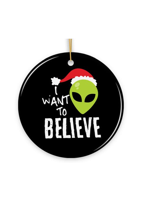 I Want To Believe Alien Santa Hat Ornament