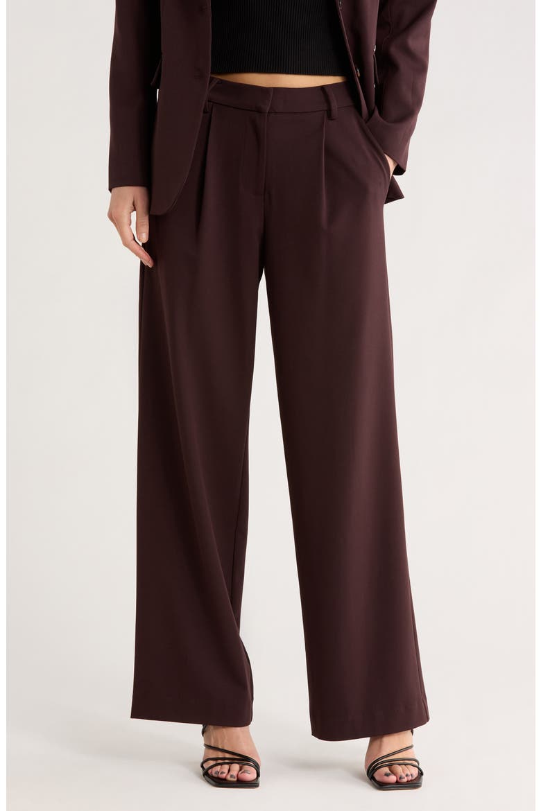 Pleated Wide Leg Trousers, Main, color, PLUM
