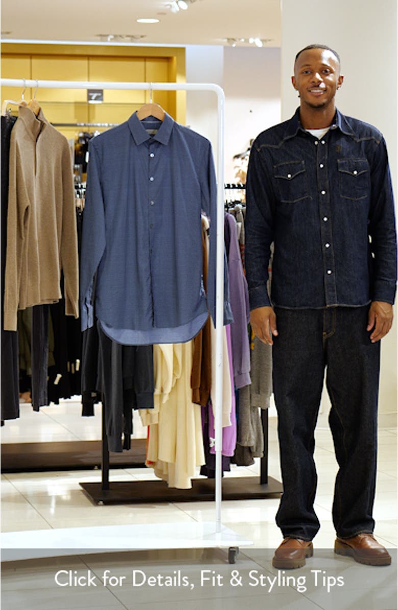 Regular Fit Geometric Print Cotton Blend Button-Up Shirt, sales video thumbnail