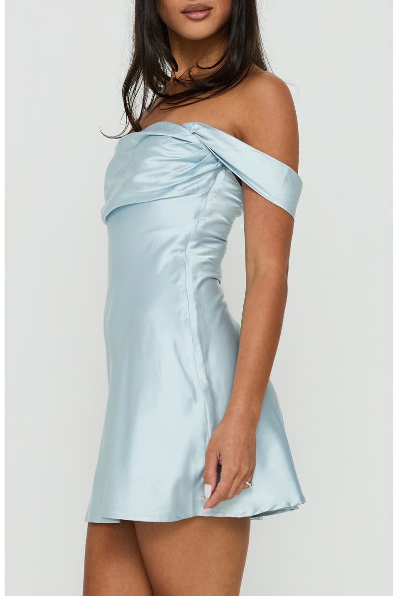 Zabbarra Off the Shoulder Satin Minidress, Alternate, color, BLUE