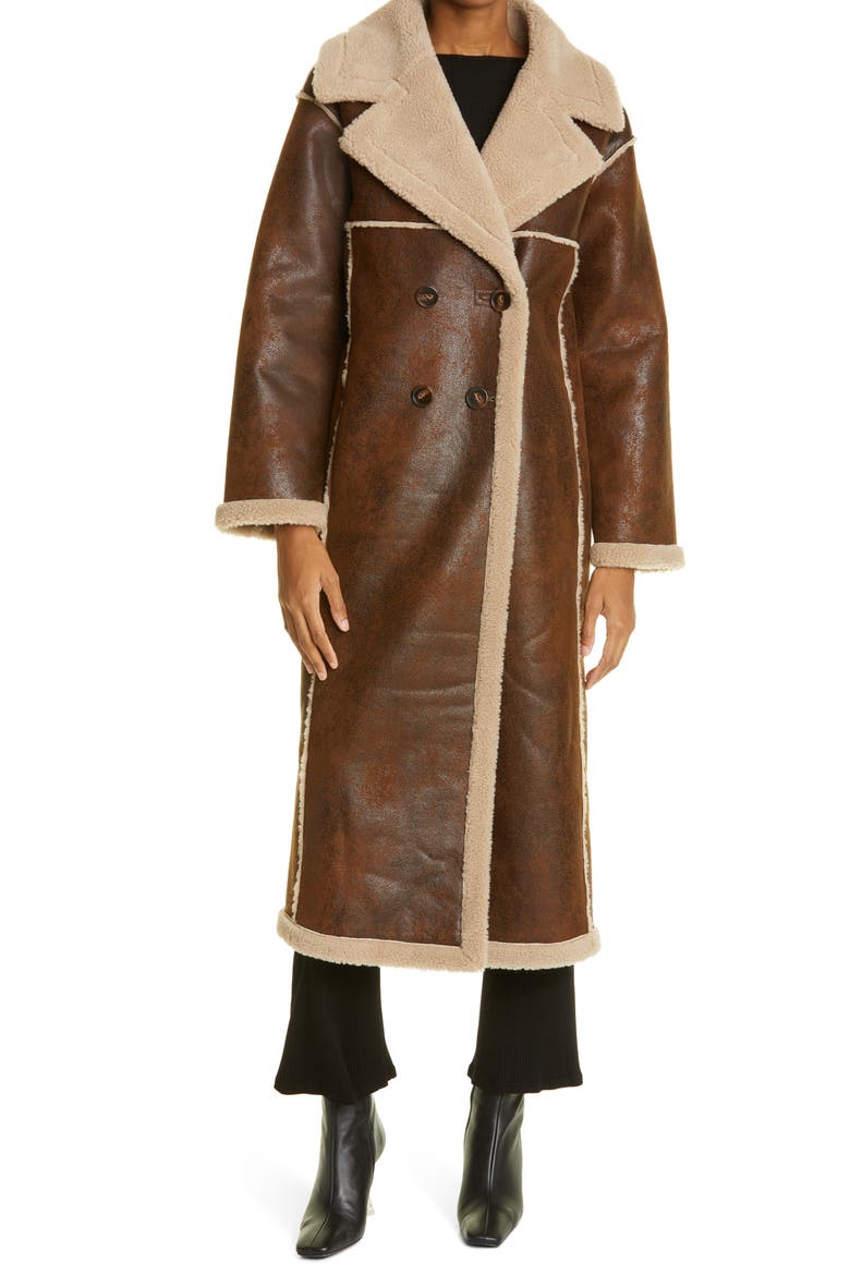 Jetz Faux Shearling Coat, Main, color, CHOCO BROWN SHEARLING